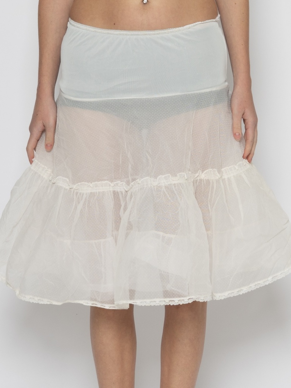 Vintage white tiered petticoat mesh tutu size small polka dot mesh
